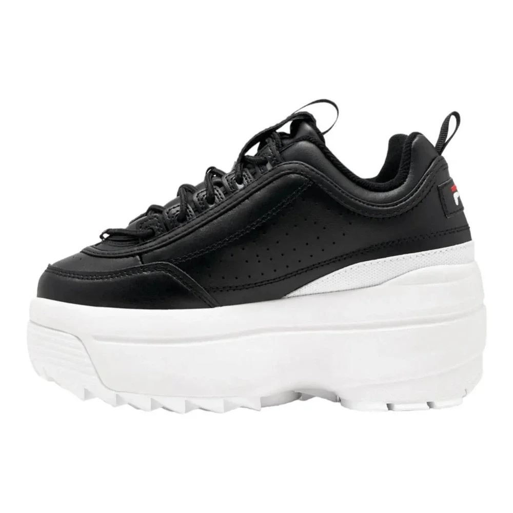 FILA Disruptor II Premium Platform Sneakers‎ Black White sz 6.5 Chunky Shoes NEW